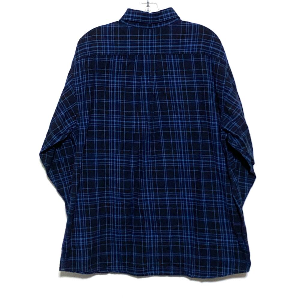 Roundtree & Yorke Outdoors Flannel Blue Plaid Button LS Shirt Mens L Classic Y2K - Picture 3 of 8